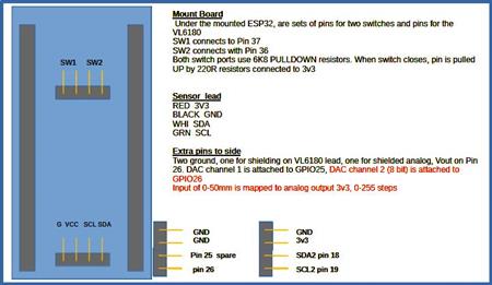DIY ESP32 with VL6180 TOF project connections