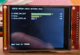 TFT display of network RSSI of close networks TFT display of network RSSI of close networks