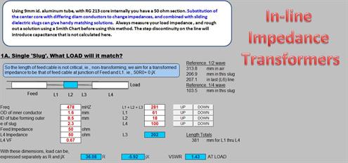 Free "Antenna Builder's Companion" INLINE TRANSFORMER calculation sheet