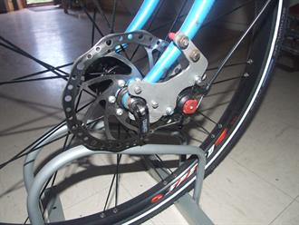 Disc brake upgrade to Miyata Valley Runner MTB, front.