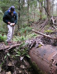 Boiler in Burnett creek, Bullumwaal, Victoria, exposed by heavy rain following the 2006-7 bushfires