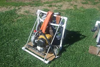 DIY highbanker, backpack motor and hose carrier