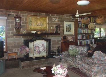 Interior of Ward family home, built from  blocks made in a Cinva Ram.