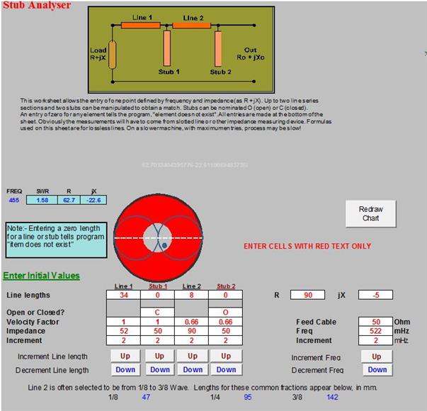 Interactive impedance display in free Excel workbook, 'Antenna Builder's Companion'