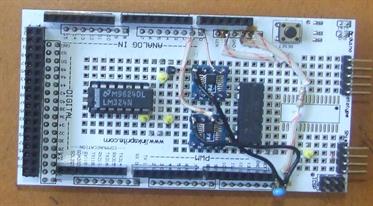 Top view of Octopus X/Y tester on Arduino shield.