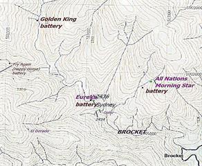 Mines above Brocket, Victoria, Australia. Mapped by Fred Sargant