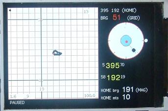 DIY GPS showing screen track plot, voice notes at POI, compass, and grid bearings DIY GPS showing screen track plot, voice notes at POI, compass, and grid bearings. Display in UTM GRID MODE